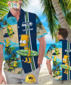 Custom Name NFL Seattle Seahawks Special Bart Simpson Tropical Hawaiian Shirt