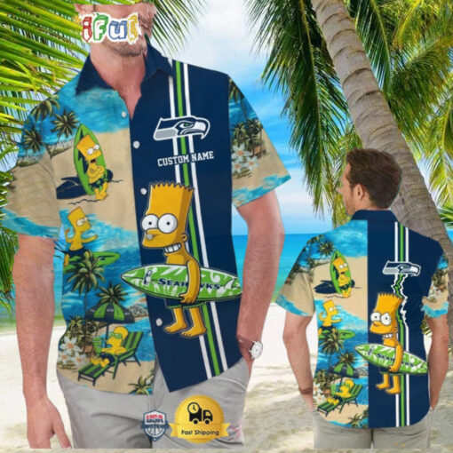 Custom Name NFL Seattle Seahawks Special Bart Simpson Tropical Hawaiian Shirt