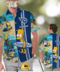 Custom Name NFL Tennessee Titans Special Bart Simpson Tropical Hawaiian Shirt