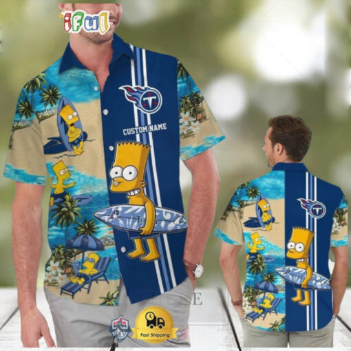 Custom Name NFL Tennessee Titans Special Bart Simpson Tropical Hawaiian Shirt