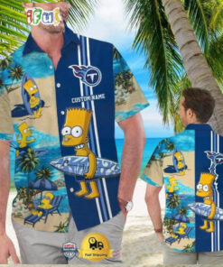 Custom Name NFL Tennessee Titans Special Bart Simpson Tropical Hawaiian Shirt