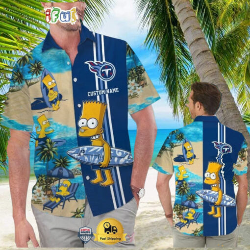 Custom Name NFL Tennessee Titans Special Bart Simpson Tropical Hawaiian Shirt