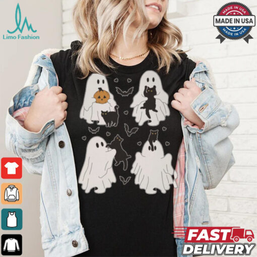 Cute Ghost Cats Garden Flag shirt