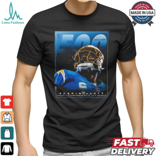 Derwin James Los Angeles Chargers 500 career tackles since the turn of the century shirt