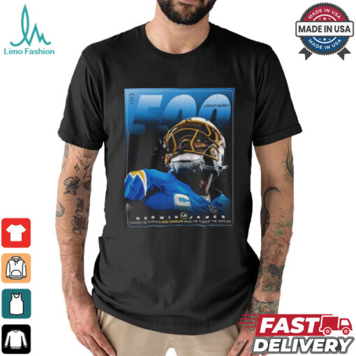 Derwin James Los Angeles Chargers 500 career tackles since the turn of the century shirt