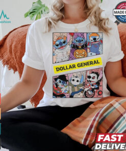 Design Halloween Horror Stitch Characters X Dollar General Logo Shirt