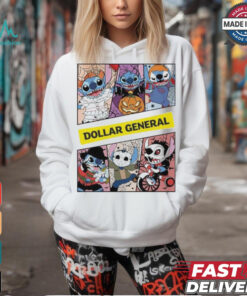 Design Halloween Horror Stitch Characters X Dollar General Logo Shirt