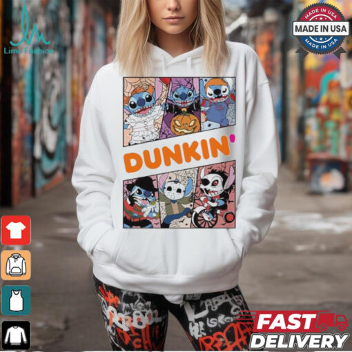 Design Halloween Horror Stitch Characters X Dunkin’ donuts Logo Shirt