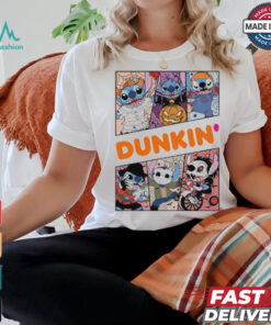 Design Halloween Horror Stitch Characters X Dunkin’ donuts Logo Shirt