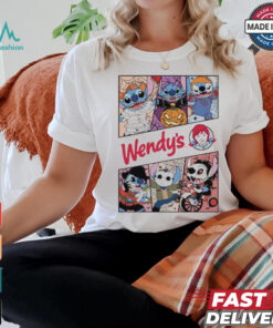 Design Halloween Horror Stitch Characters X Wendy’s Logo Shirt