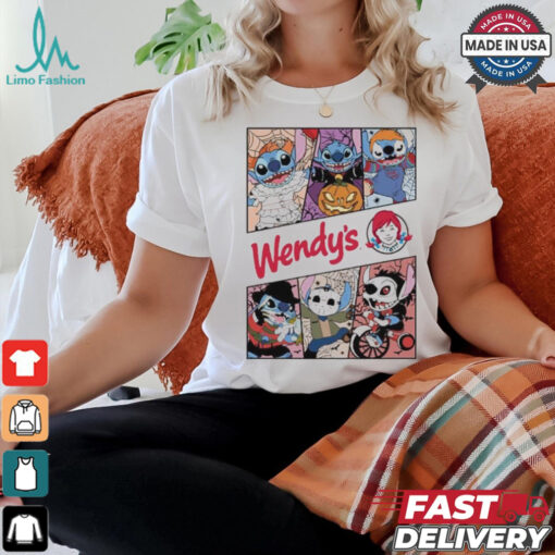 Design Halloween Horror Stitch Characters X Wendy’s Logo Shirt