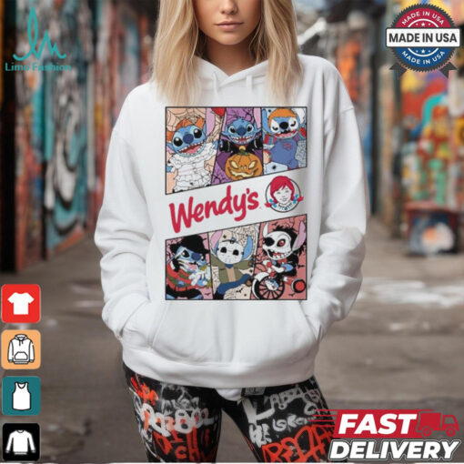Design Halloween Horror Stitch Characters X Wendy’s Logo Shirt