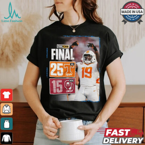 Design Tennessee Volunteers wins 25 15 Oklahoma Sooners football 2024 SEC opening final score shirt