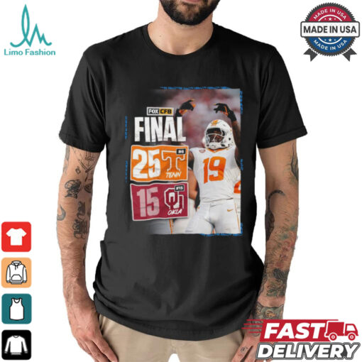 Design Tennessee Volunteers wins 25 15 Oklahoma Sooners football 2024 SEC opening final score shirt