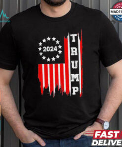 Designs Patriotic Distressed Retro Vintage American Flag Trump 2024 T Shirt