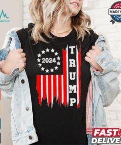 Designs Patriotic Distressed Retro Vintage American Flag Trump 2024 T Shirt