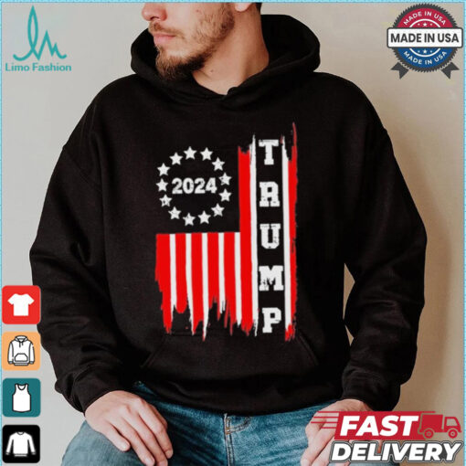 Designs Patriotic Distressed Retro Vintage American Flag Trump 2024 T Shirt
