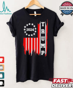 Designs Patriotic Distressed Retro Vintage American Flag Trump 2024 T Shirt