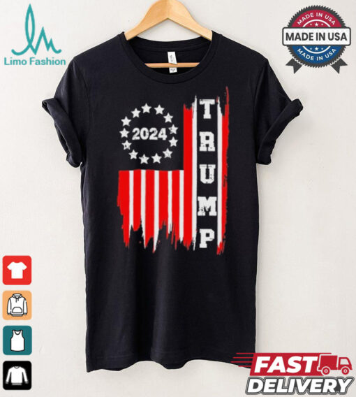 Designs Patriotic Distressed Retro Vintage American Flag Trump 2024 T Shirt