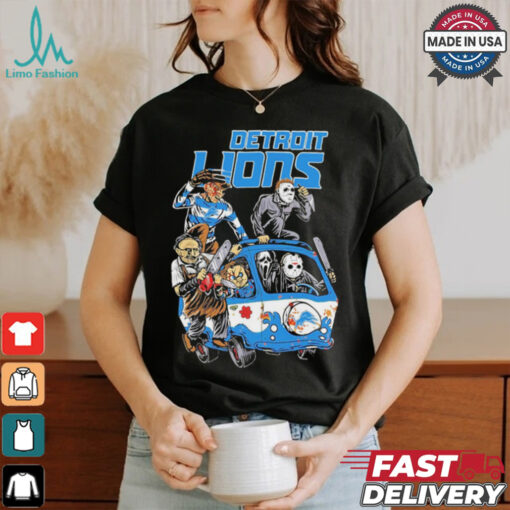 Detroit Lions NFL Horror Characters Movie Hippie Halloween Shirt