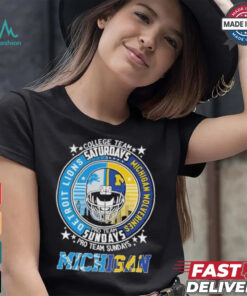 Detroit Lions Pro Team Sundays And Michigan Wolverines College Team Saturdays Shirt