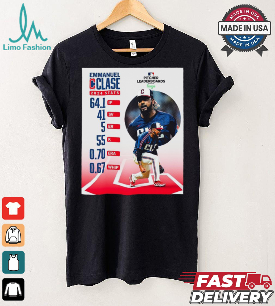 Emmanuel Clase Guardian 2024 Stats 64.1 Ip 41 SV 5 ER 55 K 0.70 Era 0.67 Whip shirt Emmanuel Clase Guardian 2024 Stats 64.1 Ip 41 SV 5 ER 55 K 0.70 Era 0.67 Whip shirt