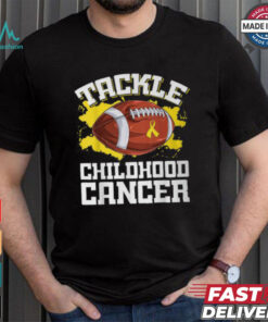 Football Tackle Childhood Cancer Retro Awareness Ribbon T Shirt