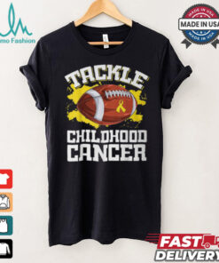 Football Tackle Childhood Cancer Retro Awareness Ribbon T Shirt