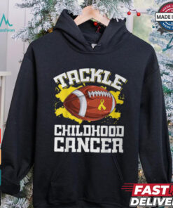 Football Tackle Childhood Cancer Retro Awareness Ribbon T Shirt