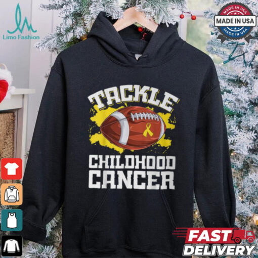 Football Tackle Childhood Cancer Retro Awareness Ribbon T Shirt