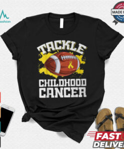 Football Tackle Childhood Cancer Retro Awareness Ribbon T Shirt