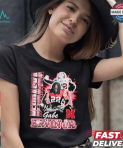 Gabe Ervin Jr Nebraska Cornhuskers signature retro graphic T shirt