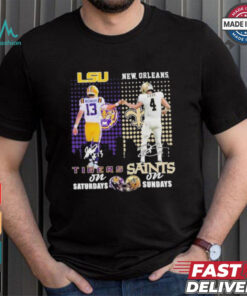 Garrett Nussmeier Lsu Tigers On Saturdays X Derek Carr New Orleans Saints On Sundays Shirt