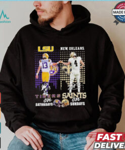 Garrett Nussmeier Lsu Tigers On Saturdays X Derek Carr New Orleans Saints On Sundays Shirt