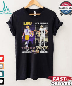 Garrett Nussmeier Lsu Tigers On Saturdays X Derek Carr New Orleans Saints On Sundays Shirt