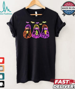 Ghost drinking coffee Halloween neon shirt