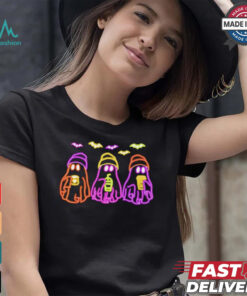 Ghost drinking coffee Halloween neon shirt