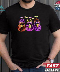 Ghost drinking coffee Halloween neon shirt