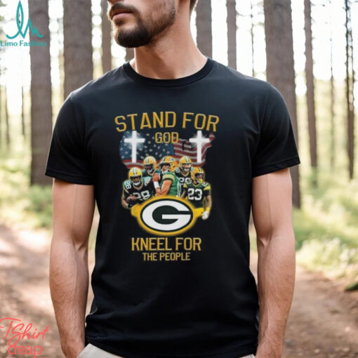 Green Bay Packers Stand For God Kneel For The People USA Flag T shirt