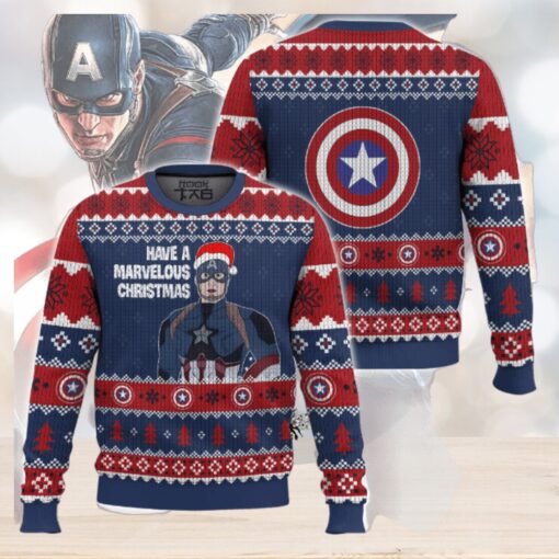 Have Marvelous Christmas Captain America Ugly Sweater