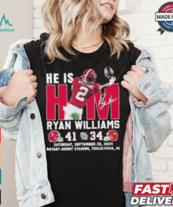 He Is Him Ryan Williams Alabama Crimson Tide 41 34 Georgia Bulldogs Shirt