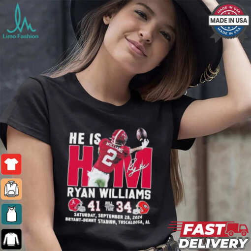 He Is Him Ryan Williams Alabama Crimson Tide 41 34 Georgia Bulldogs Shirt