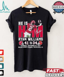 He Is Him Ryan Williams Alabama Crimson Tide 41 34 Georgia Bulldogs Shirt
