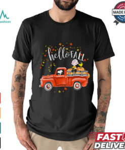 Hello Fall Funny Snoopy Driving Truck Charlie Brown Hardvest T Shirt