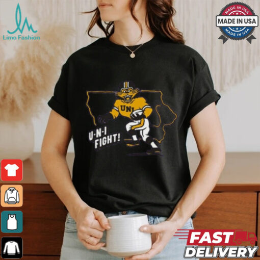 Homefield Northern Iowa Panthers PURPLE Sleeping Panther Short Sleeve Fashion T Shirt