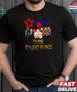 Horror movies Republic Services I’m fine it’s just my face Halloween shirt