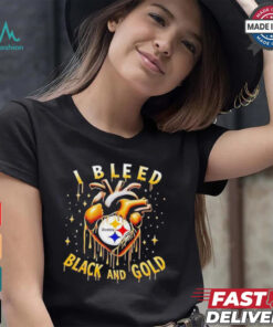 I bleed black and gold Pittsburgh Steelers heart shirt