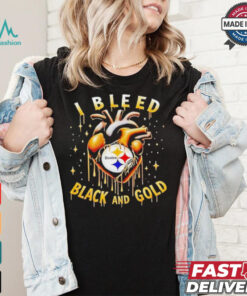 I bleed black and gold Pittsburgh Steelers heart shirt