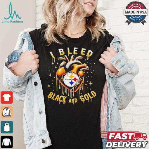 I bleed black and gold Pittsburgh Steelers heart shirt