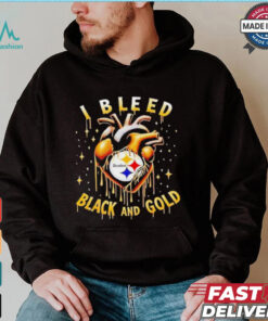 I bleed black and gold Pittsburgh Steelers heart shirt